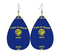 WZYWHJ Boucles d'oreilles en cuir avec motif drapeau de l'État de l'Oregon - Pour femme - Pendentif simple en forme de goutte d'eau