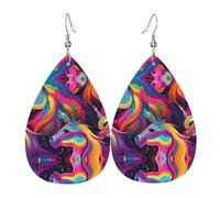 WZYWHJ Boucles d'oreilles en cuir avec motif licornes colorées pour femme, pendentif goutte d'eau, cadeau de vacances tendance
