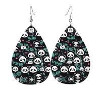 WZYWHJ Boucles d'oreilles en cuir avec motif panda mignon pour femme, pendentif goutte d'eau, cadeau de vacances tendance