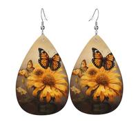 WZYWHJ Boucles d'oreilles en cuir avec motif papillon et abeilles - Pour femme - Pendentif simple en forme de goutte d'eau - Cadeau de vacances tendance