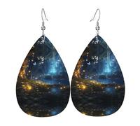 WZYWHJ Boucles d'oreilles en cuir avec motif papillons dans les contes de fées - Pour femme - Pendentif simple en forme de goutte d'eau - Cadeau de vacances tendance