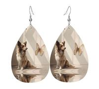 WZYWHJ Boucles d'oreilles en cuir avec motif papillons et chiens - Pour femme - Pendentif simple en forme de goutte d'eau - Cadeau de vacances tendance