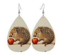 WZYWHJ Boucles d'oreilles en cuir avec motif petit hérisson portant un fruit - Pour femme - Pendentif simple en forme de goutte d'eau - Cadeau de vacances tendance