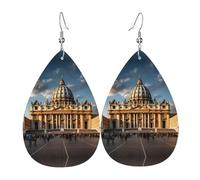 WZYWHJ Boucles d'oreilles en cuir avec pendentif goutte d'eau imprimé basilique Saint-Pierre