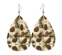 WZYWHJ Boucles d'oreilles en cuir pour femme avec bordure en forme de pomme de pin, pendentif simple en forme de goutte d'eau, cadeau de vacances tendance