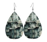 WZYWHJ Boucles d'oreilles en cuir pour femme avec impression fragments de bloc, pendentif goutte d'eau, cadeau de vacances tendance