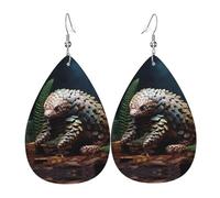 WZYWHJ Boucles d'oreilles en cuir pour femme avec motif de pangolin rampant, pendentif goutte d'eau simple, cadeau de vacances tendance