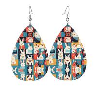 WZYWHJ Boucles d'oreilles en cuir pour femme avec motif lapins drôles - Pendentif simple en forme de goutte d'eau - Cadeau de vacances tendance