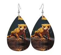 WZYWHJ Boucles d'oreilles en cuir pour femme avec motif léopard Little Gecko - Pendentif goutte d'eau - Cadeau de vacances tendance