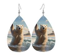 WZYWHJ Boucles d'oreilles en cuir pour femme avec motif ourson ondulant, pendentif simple en forme de goutte d'eau, cadeau de vacances tendance