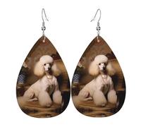 WZYWHJ Boucles d'oreilles en cuir pour femme, motif caniche, pendentif goutte d'eau, cadeau de vacances tendance