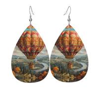 WZYWHJ Boucles d'oreilles montgolfière avec ailes déployées - En cuir - Pour femme - Pendentif simple en forme de goutte d'eau - Cadeau de vacances tendance