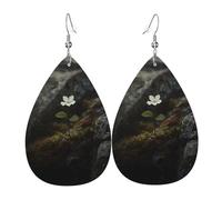 WZYWHJ Boucles d'oreilles pendantes en cuir avec image de fleur inconnue, boucles d'oreilles en cuir, articles de mode pour femmes