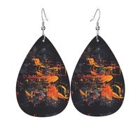 WZYWHJ Boucles d'oreilles pendantes en cuir avec motif de calligraphie cyberpunk - Pour femme