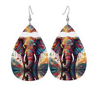WZYWHJ Boucles d'oreilles pendantes en cuir avec motif éléphant coloré - Pour femme
