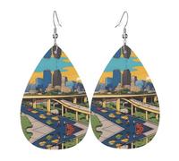 WZYWHJ Boucles d'oreilles pendantes en cuir avec motif goutte d'eau Austin Texas