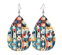 WZYWHJ Boucles d'oreilles pendantes en cuir avec motif lapins drôles