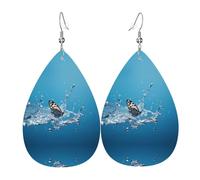 WZYWHJ Boucles d'oreilles pendantes en cuir avec motifs papillons et gouttes d'eau pour femme