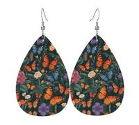 WZYWHJ Boucles d'oreilles pendantes en cuir avec motifs papillons et gouttes d'eau pour femme