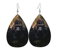 WZYWHJ Boucles d'oreilles pendantes en forme de goutte d'eau avec image gorilles - En cuir - Articles de mode pour femme