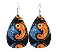 WZYWHJ Boucles d'oreilles pendantes en forme de goutte d'eau avec impression Tai Chi, boucles d'oreilles en cuir, articles de mode pour femmes