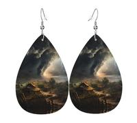 WZYWHJ Boucles d'oreilles pendantes en forme de goutte d'eau avec impression tornade terrible, boucles d'oreilles en cuir, articles de mode pour femmes