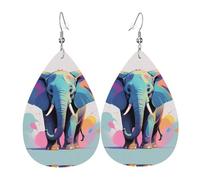 WZYWHJ Boucles d'oreilles pendantes en forme de goutte d'eau avec motif éléphant, boucles d'oreilles en cuir, articles de mode pour femmes