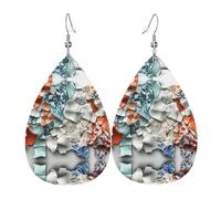 WZYWHJ Boucles d'oreilles pendantes en forme de goutte d'eau en céramique, fragments de pixels, boucles d'oreilles en cuir, articles de mode pour femmes