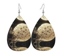WZYWHJ Boucles d'oreilles pendantes en forme de goutte d'eau mycélium lunaire, boucles d'oreilles en cuir, articles de mode pour femmes