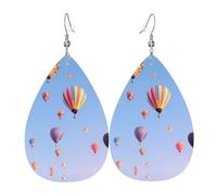 WZYWHJ Boucles d'oreilles pendantes en forme de montgolfière - En cuir - Pour femme