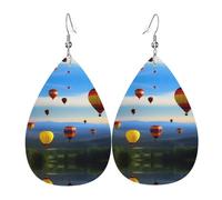 WZYWHJ Boucles d'oreilles pendantes montgolfière dans le ciel en forme de goutte d'eau, boucles d'oreilles en cuir, articles de mode pour femmes
