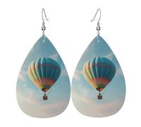 WZYWHJ Boucles d'oreilles pendantes montgolfière en forme de goutte d'eau en cuir pour femme