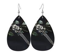 WZYWHJ Boucles d'oreilles vintage en argent avec épingle à cheveux pour femme en cuir, pendentif goutte d'eau simple, cadeau de vacances tendance