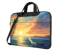 WZYWHJ Bright Sunset Prints Sac pour ordinateur portable avec intérieur doux, plusieurs poches, idéal pour les hommes, les voyages et les affaires, Noir/blanc, 13 inch