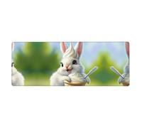 WZYWHJ Bunny Eating Ice Cream Print Extra Large Tapis de clavier en caoutchouc épais antidérapant Coussin de bureau