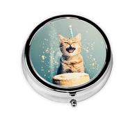 WZYWHJ Cake Battle Boîte à médicaments circulaire avec compartiments Motif chat