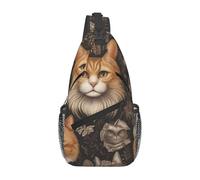 WZYWHJ Calico Cat Prints Sac à bandoulière décontracté pour homme avec grande capacité de stockage et bandoulière réglable