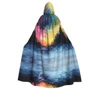 WZYWHJ Cape à capuche pour homme et femme Motif aurore de la forêt