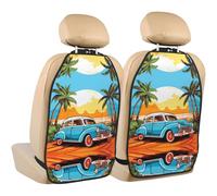 WZYWHJ Car Under Coconut Trees Lot de 2 coussins de rangement anti-coups de pied pour siège de voiture Motif cocotiers