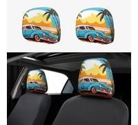 WZYWHJ Car Under Cocotiers Housse de coussin de voiture imprimée 2 pièces, accessoires de housse de siège, housse de protection universelle