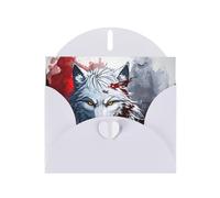 WZYWHJ Carte de vœux blanche de 15,2 x 10,2 cm avec enveloppe pour Noël, anniversaire, Saint-Valentin, fête d'invitation, motif tête de loup qui coule de sang