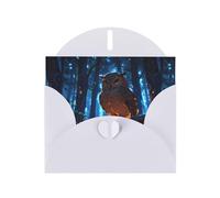 WZYWHJ Carte de vœux blanche de 15,2 x 10,2 cm avec enveloppe pour Noël, anniversaire, Saint-Valentin, fête, invitation à une fête avec imprimé chouette mystérieuse