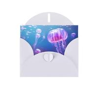 WZYWHJ Carte de vœux blanche de 15,2 x 10,2 cm avec enveloppe pour Noël, anniversaire, Saint-Valentin, fête, invitation à une belle méduse imprimée