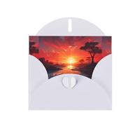 WZYWHJ Carte de vœux blanche de 15,2 x 10,2 cm avec enveloppe pour Noël, anniversaire, Saint-Valentin, fête d'invitation, belle impression coucher de soleil