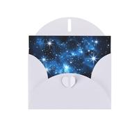WZYWHJ Carte de vœux blanche de 15,2 x 10,2 cm avec enveloppe pour Noël, anniversaire, Saint-Valentin, fête, invitation à une fête avec étoiles bleues brillantes
