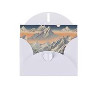 WZYWHJ Carte de vœux blanche de 15,2 x 10,2 cm avec enveloppe pour Noël, anniversaire, Saint-Valentin, fête, invitation à une fête, imprimé aube alpine