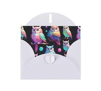 WZYWHJ Carte de vœux blanche de 15,2 x 10,2 cm avec enveloppe pour Noël, anniversaire, Saint-Valentin, fête, invitation à une fête Motif chouette aurore