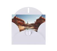 WZYWHJ Carte de vœux blanche de 15,2 x 10,2 cm avec enveloppe pour Noël, anniversaire, Saint-Valentin, fête, invitation Motif source d'eau dans le désert