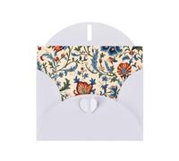 WZYWHJ Carte de vœux blanche de 15,2 x 10,2 cm avec enveloppe pour Noël, anniversaire, Saint-Valentin, fête, invitation à une fête, motif art oriental antique