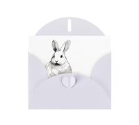 WZYWHJ Carte de vœux blanche de 15,2 x 10,2 cm avec enveloppe pour Noël, anniversaire, Saint-Valentin, fête, invitation à une fête, imprimé lapin mignon
